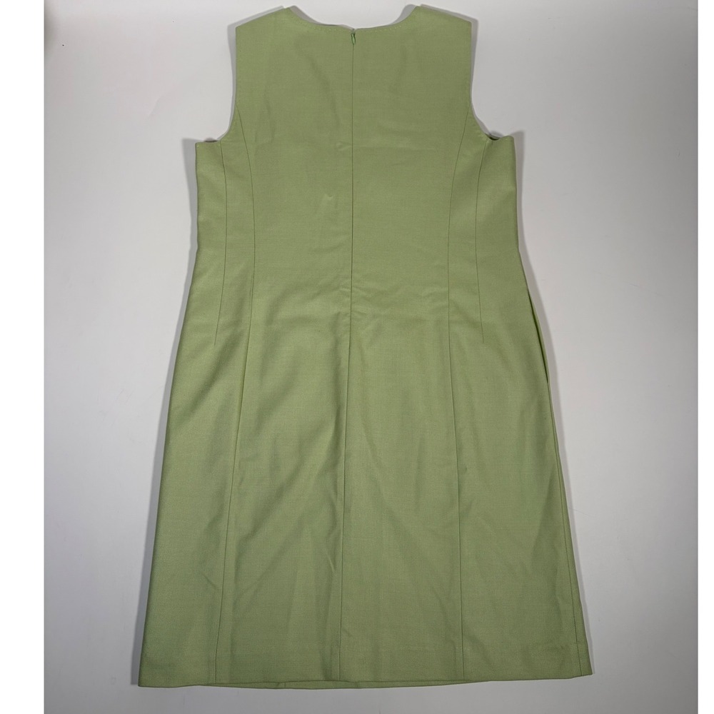 Lafayette 148 Green Tussah Silk Wool Sheath Dress Sleeveless Quiet Luxury - Picture 3 of 7